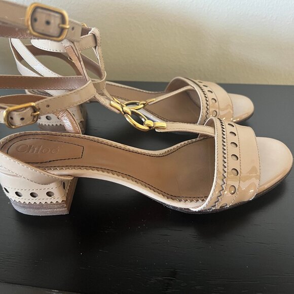 Chloé Nude patent leather sandals  Size EU 36.5 - Picture 2 of 9